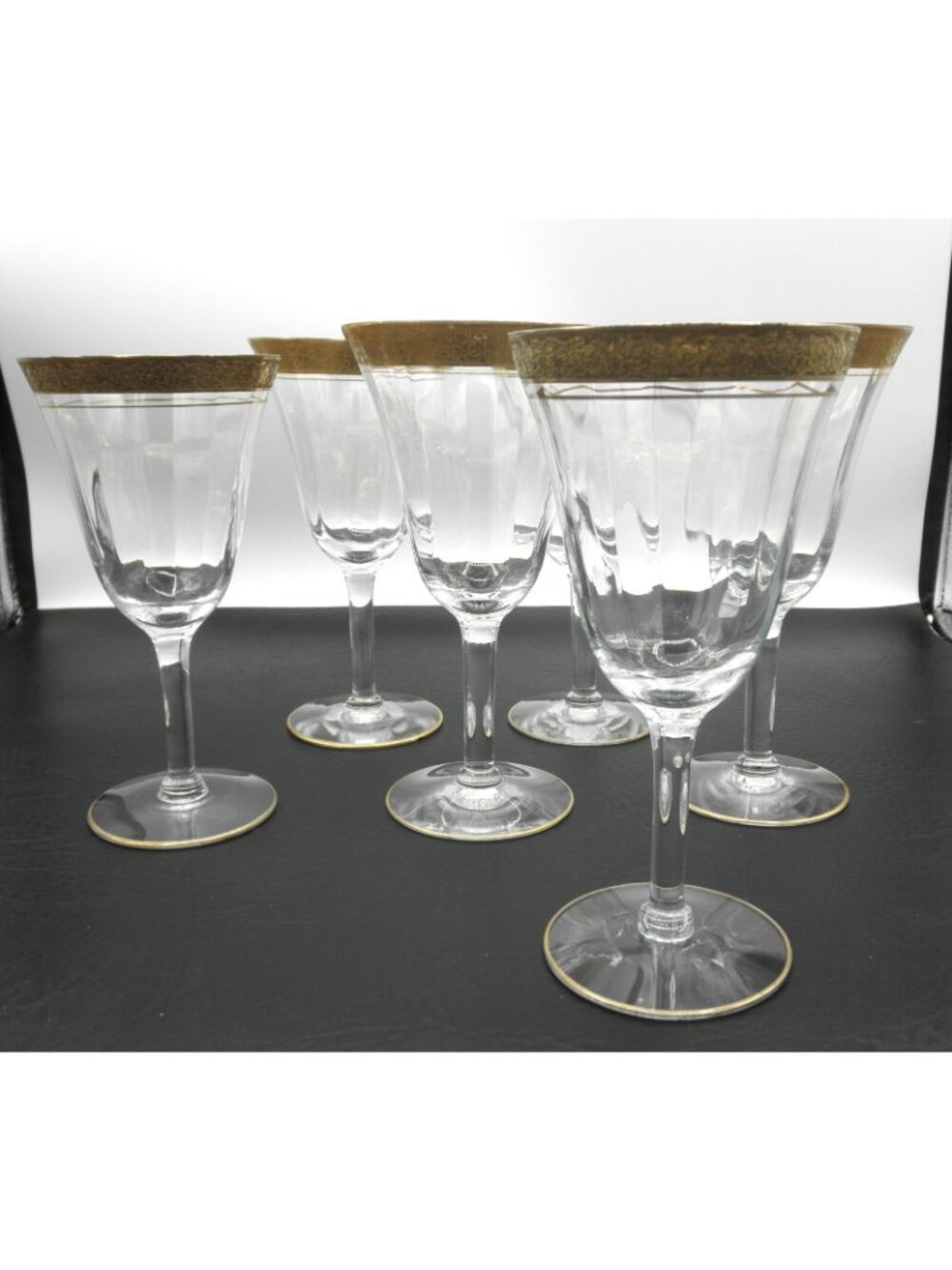 Rambler Rose by Tiffin-Franciscan Stem 14196 Optic Glass Set of 6 SEE SIZE FLAWS - Picture 10 of 11